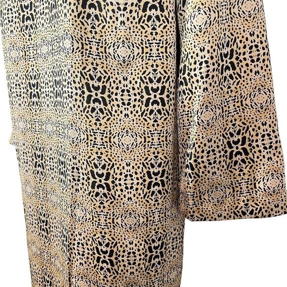 MNG by Mango Womens Animal Print Cheetah V-Neck Shift 3/4 Sleeve Dress sz 10 - Picture 9 of 16